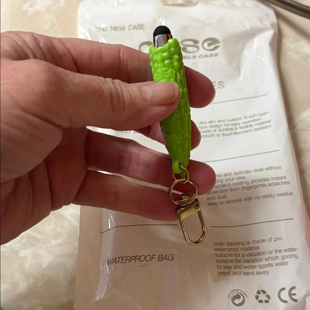 Green Monster Design Phone Case with Keychain